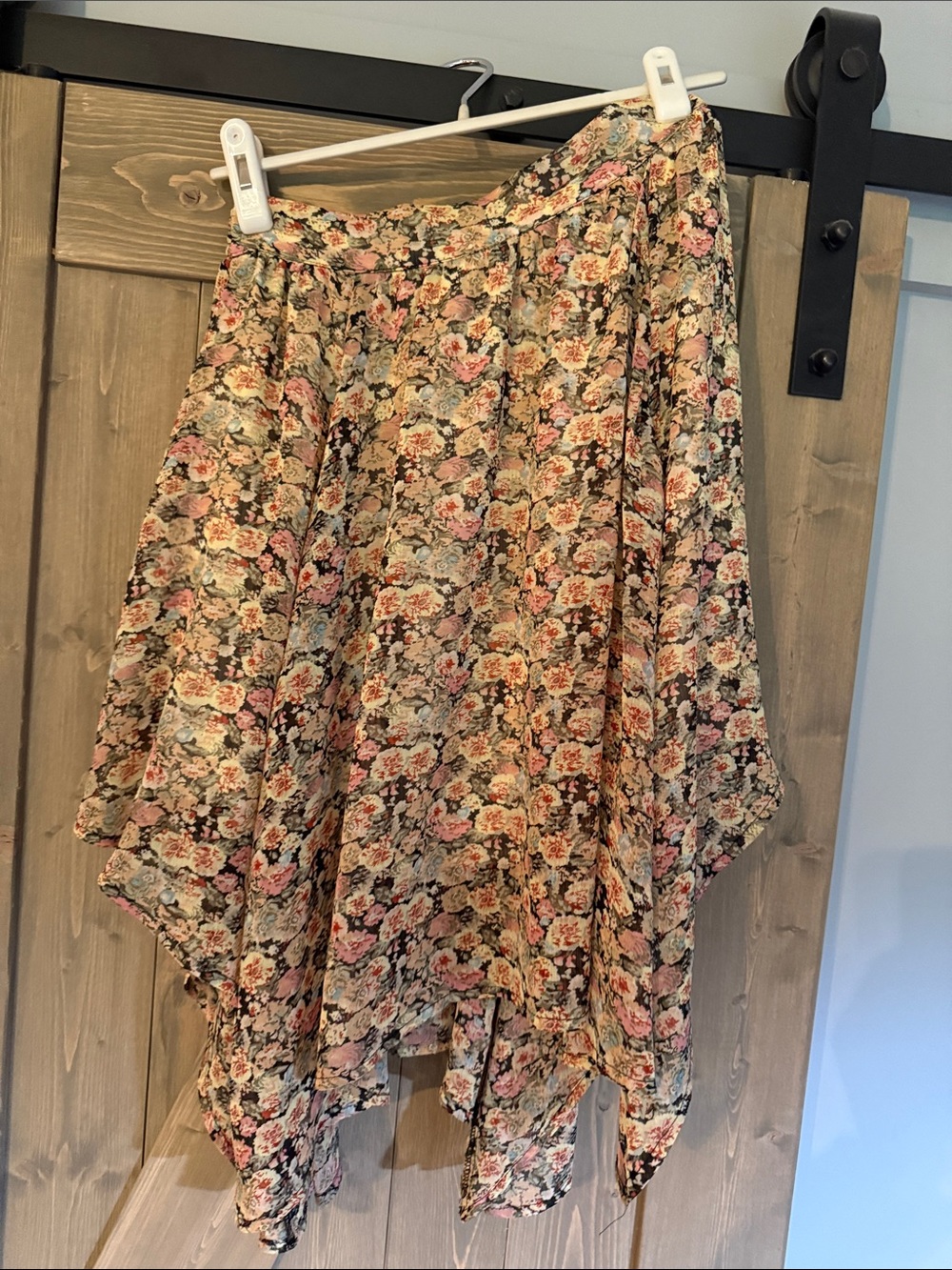 American Rag Floral Handkerchief Hem Skirt - Pink & Cream Floral